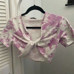 boohoo purple&white crop top